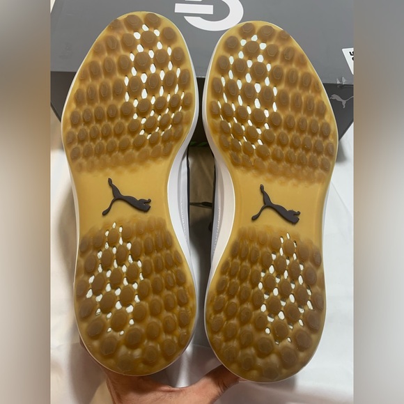 Puma Ignite NXT Lace Peacoat-Gold-White Waterproof Spikeless Golf Shoe Men 11.5 - Picture 7 of 12